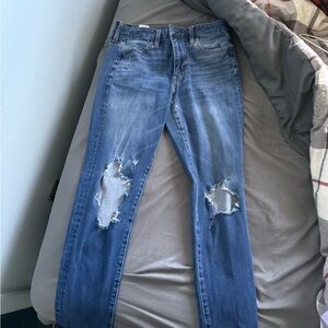American Eagle Outfitters Blue Distressed Skinny Jeans